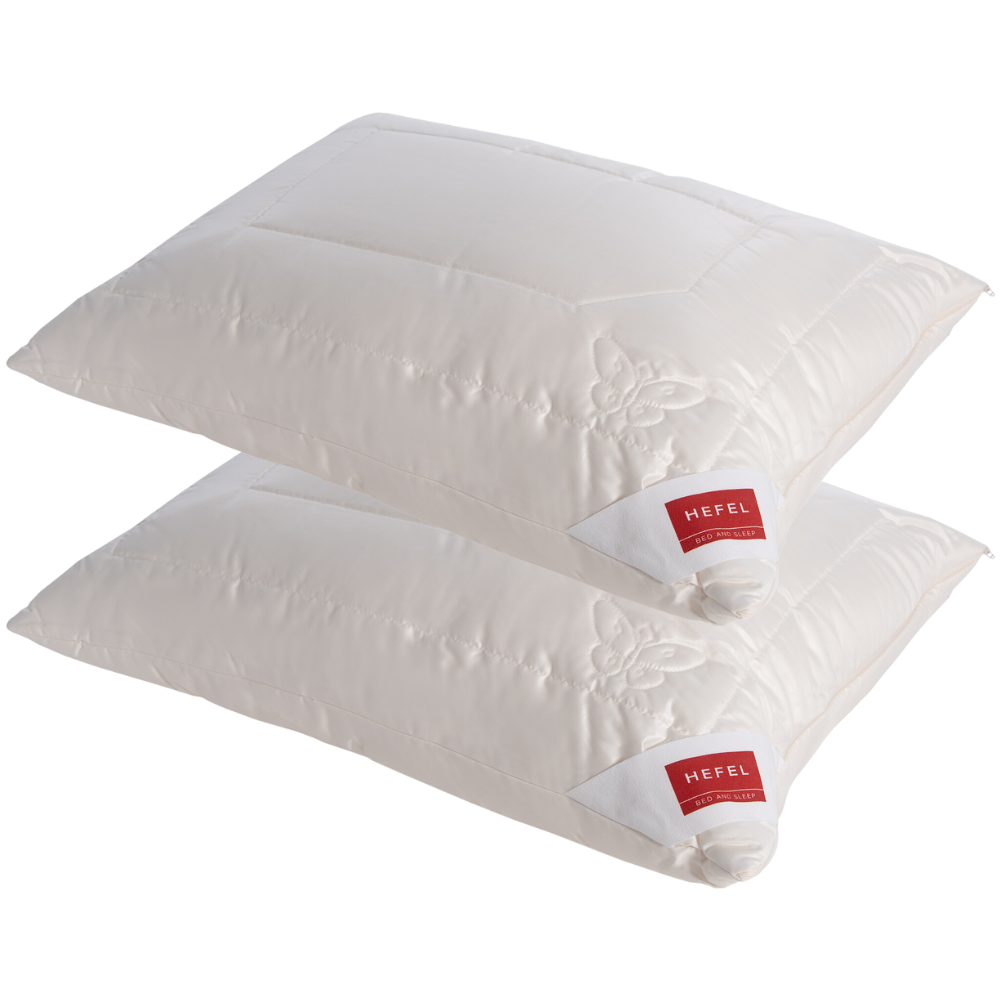 Hefel Pure Silk Kissen - PES Füllung & Seidenbezug (Set von 2 Kissen)