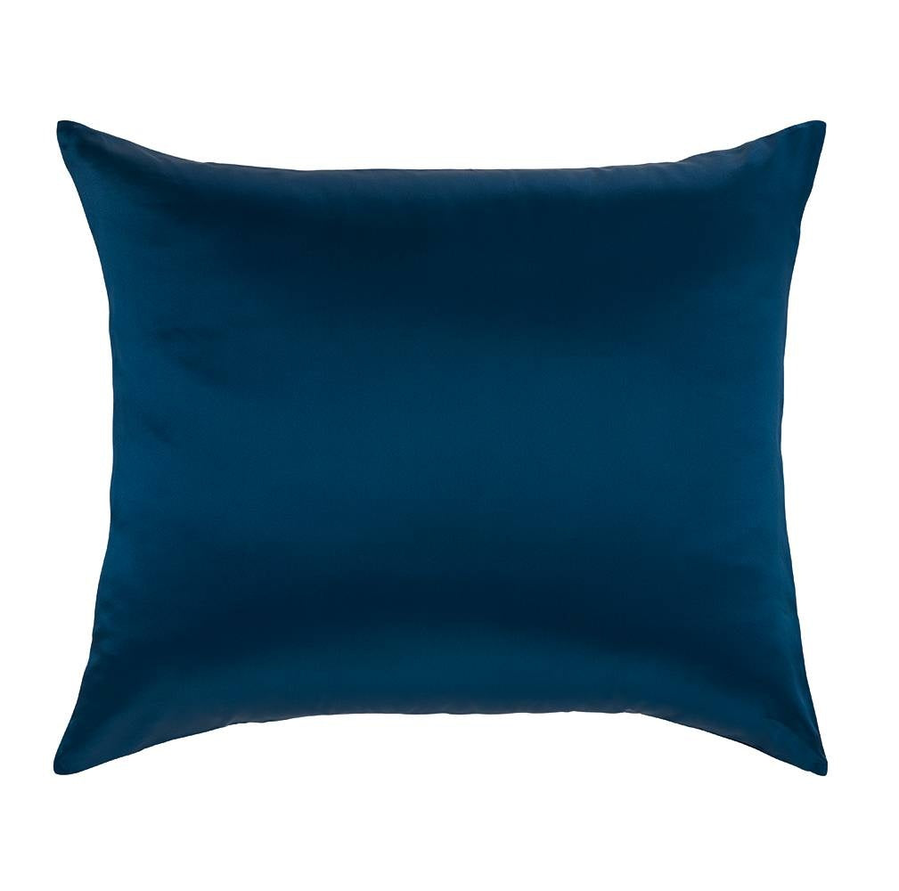 100% Seide Kissenbezug Blau Hotelverschluss - 19MM