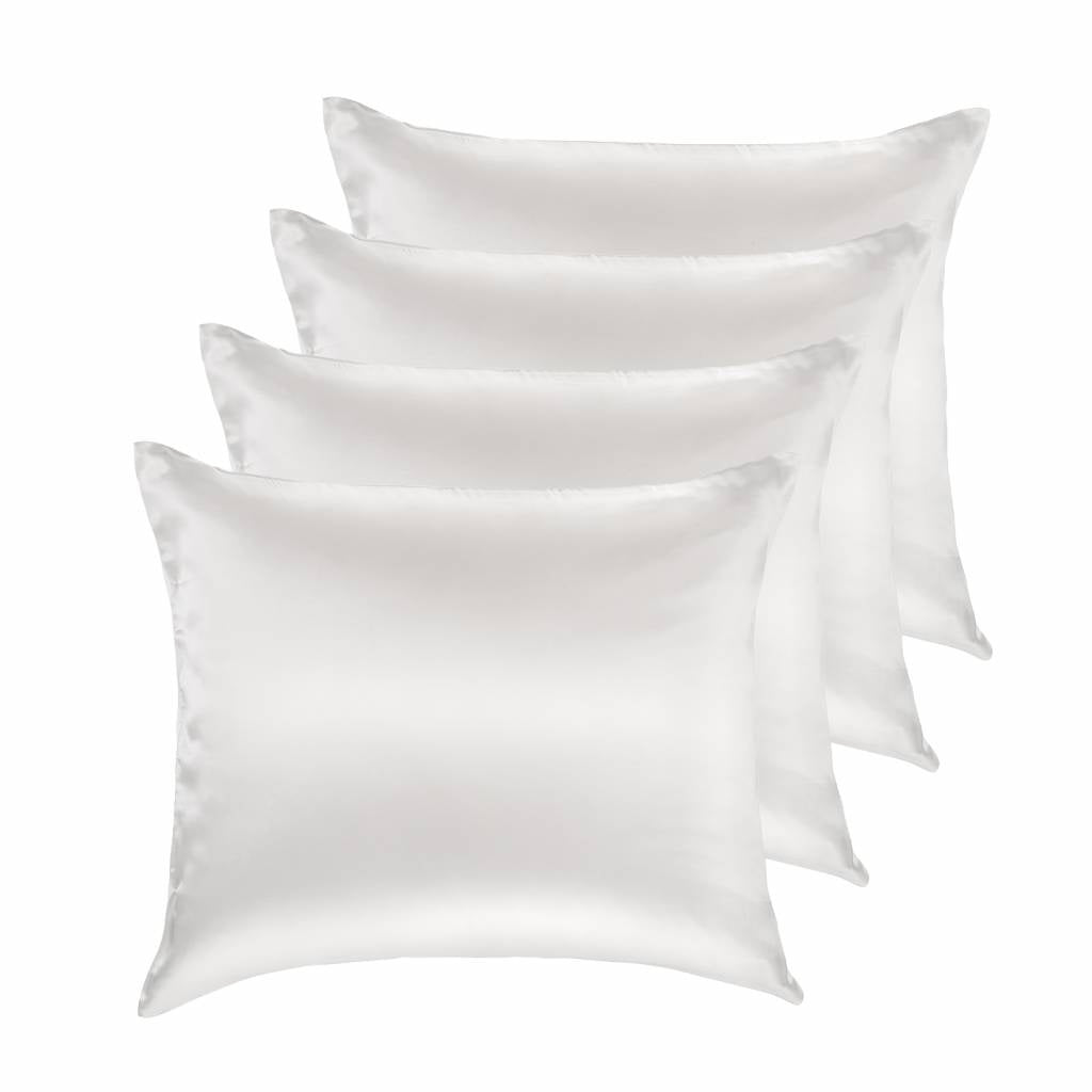 4x 100% Seide Kissenbezug Weiß Hotelverschluss - 22MM